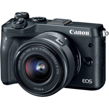 Canon EOS M6 Camera with 15-45mm Lens (black) - Open Box