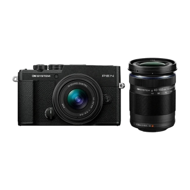 OM System PEN Camera with 14-42mm F3.5-5.6 III Lens & 40-150mm F4-5.6R Lens (Black)
