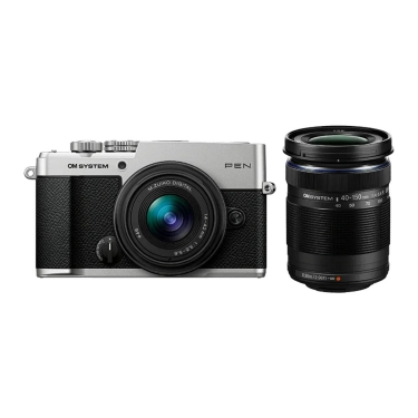 OM System PEN Camera with 14-42mm F3.5-5.6 III Lens & 40-150mm F4-5.6R Lens (Silver) 