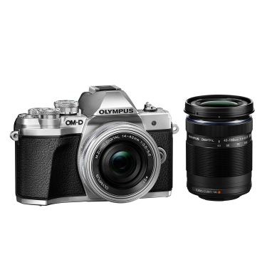 Olympus E-M10 Mark III Camera (silver) with 14-42mm EZ and 40-150mm Lenses