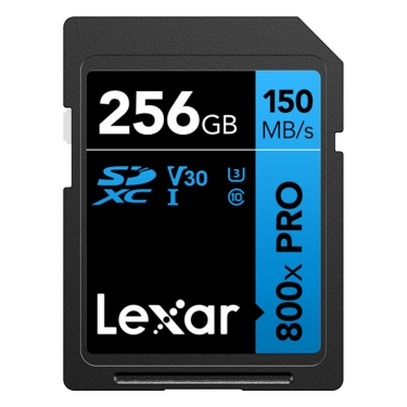 Lexar 256GB High-Performance 800x PRO UHS-I SDXC V30 150MB/s Memory Card (BLUE Series)