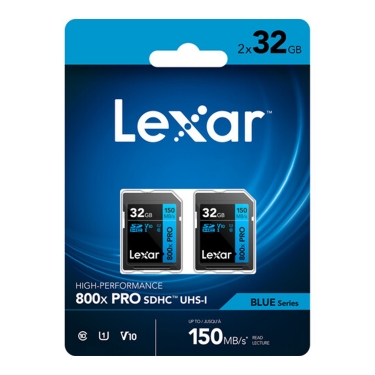 Lexar 32GB High-Performance 800x PRO UHS-I SDHC V30 150MB/s Memory Card (2 Pack)