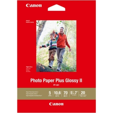 Canon PP-301 Plus Glossy II Photo Paper (5x7 Inch, 20 Sheets)