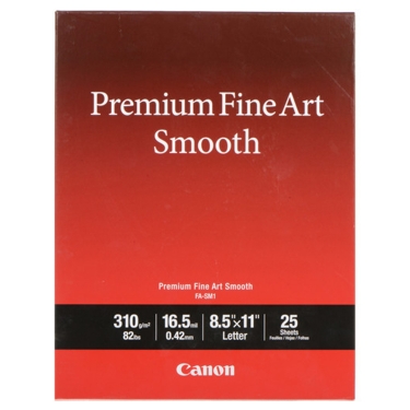 Canon FA-SM1 Premium Fine Art Smooth 8.5x11-Inch Paper (25 Sheets)