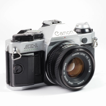 Canon AE-1 Program 35mm Film SLR Camera with 50mm F1.8 Lens (EX+ - CLA, New Seals) Used