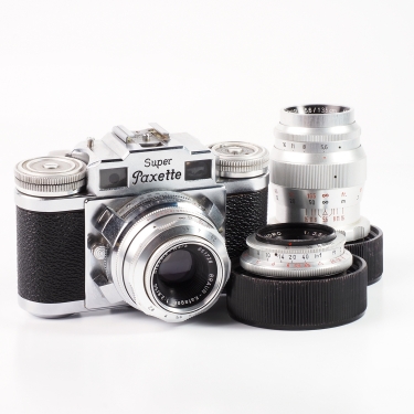 Braun Super Paxette II 35mm Film Camera with 50mm F2.8, 38mm F3.5, & 135mm F5.6 Lenses (BGN) Used