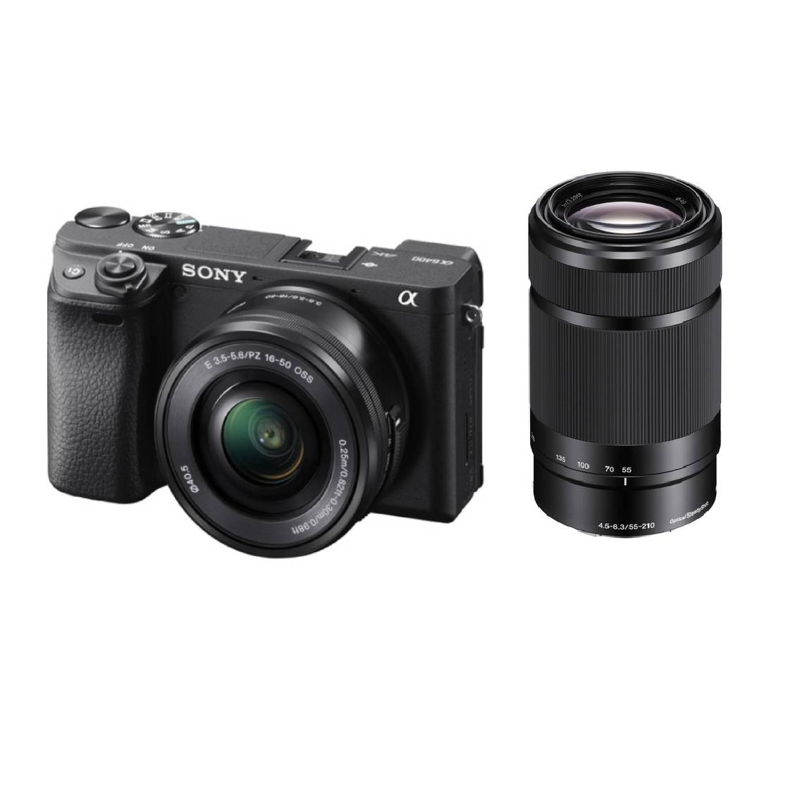 Sony A6400 Camera with 16-50mm and 55-210mm Lens (black)