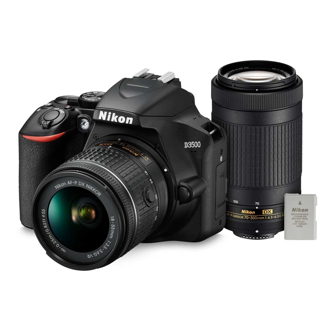 Nikon D3500 DSLR with 1855mm Lens, 70300mm Lens and EL14A Battery