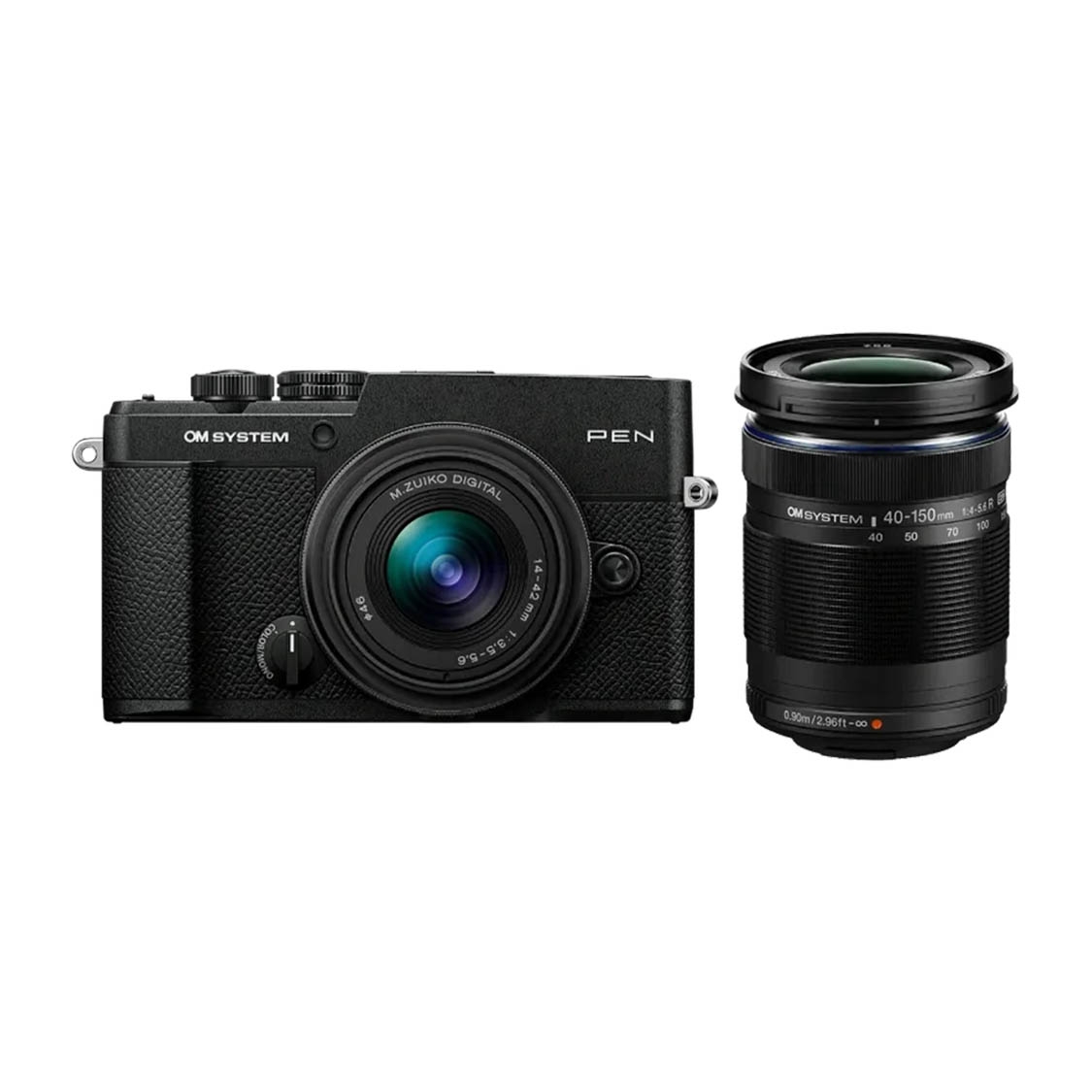 OM System PEN Camera with 14-42mm F3.5-5.6 III Lens & 40-150mm F4-5.6R Lens (Black)