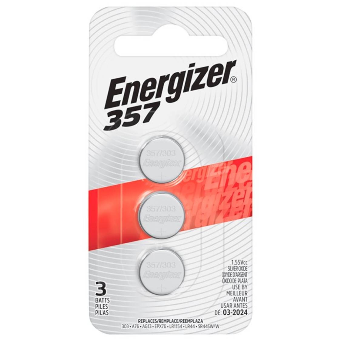Energizer 357 Battery (SR44P, G13, MS76) 3 Pack