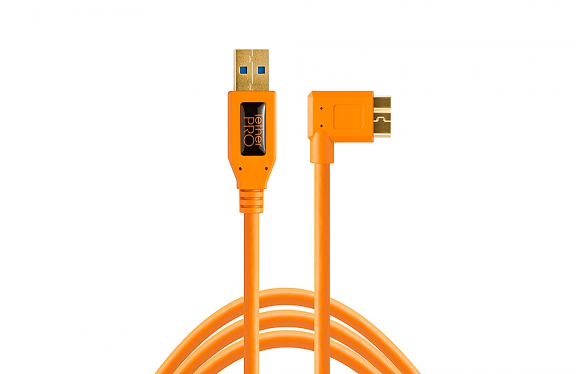Tether Tools Tetherpro USB 3.0 To Micro-B Right Angle 15 (4.6m) High Visibility Orange
