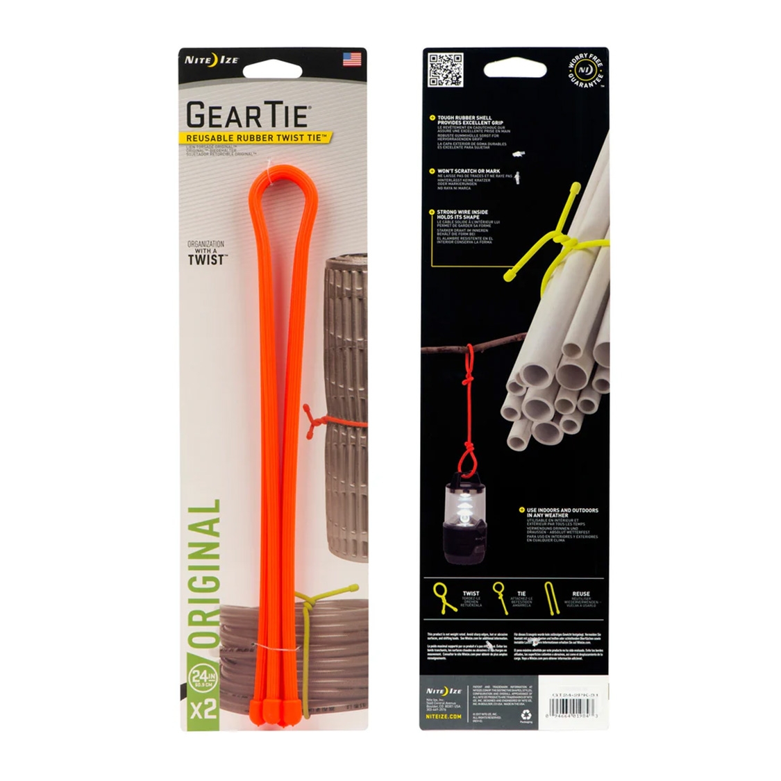 Nite Ize Gear Tie Reusable Rubber Twist Tie (24 Inches, 2 Pack)