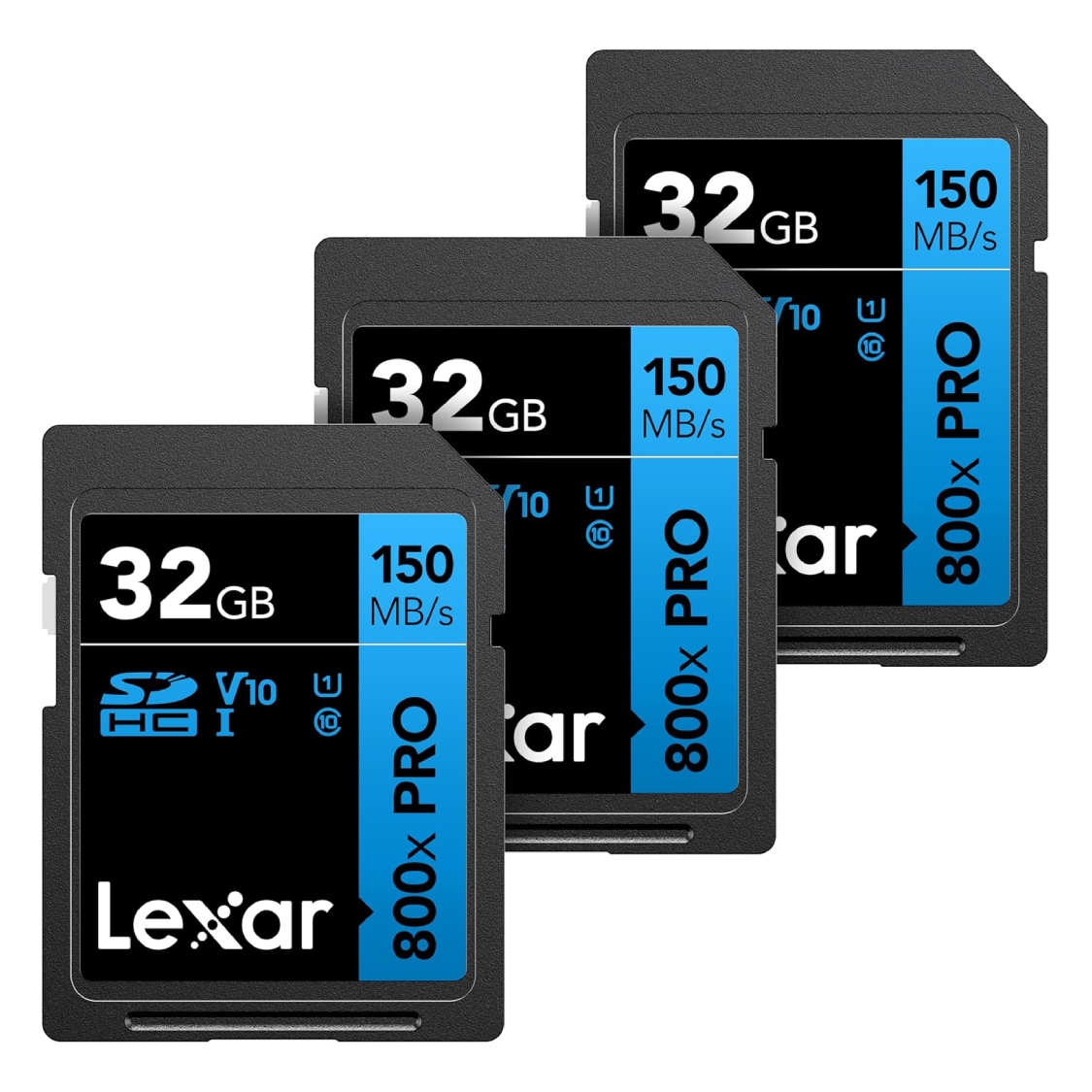 Lexar 32GB High-Performance 800x PRO UHS-I SDHC V10 150MB/s Memory Card (3 Pack)