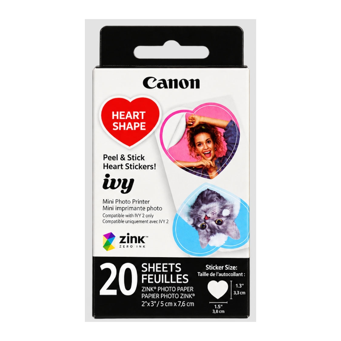 Canon ZINK 2X3 Pre-Cut Heart Sticker (20 pack)