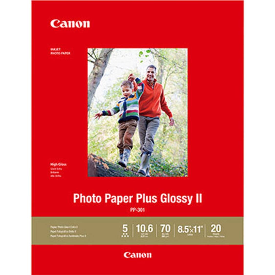 Canon PP-301 Plus Glossy II Photo Paper (8.5x11 Inch, 20 Sheets)