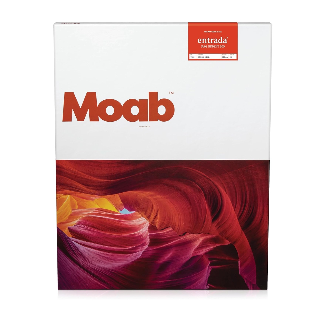 MOAB Entrada Rag Bright 300 Paper (17x22 Inch, 25 Sheets)