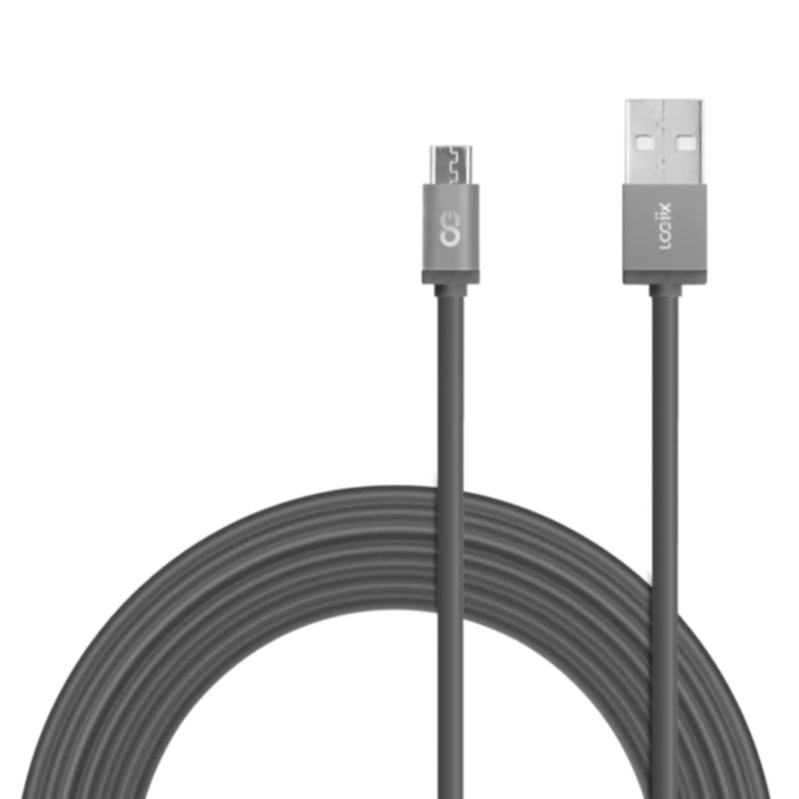 LOGiiX Piston Connect XL 3M USB-A to microUSB - Black/Grey