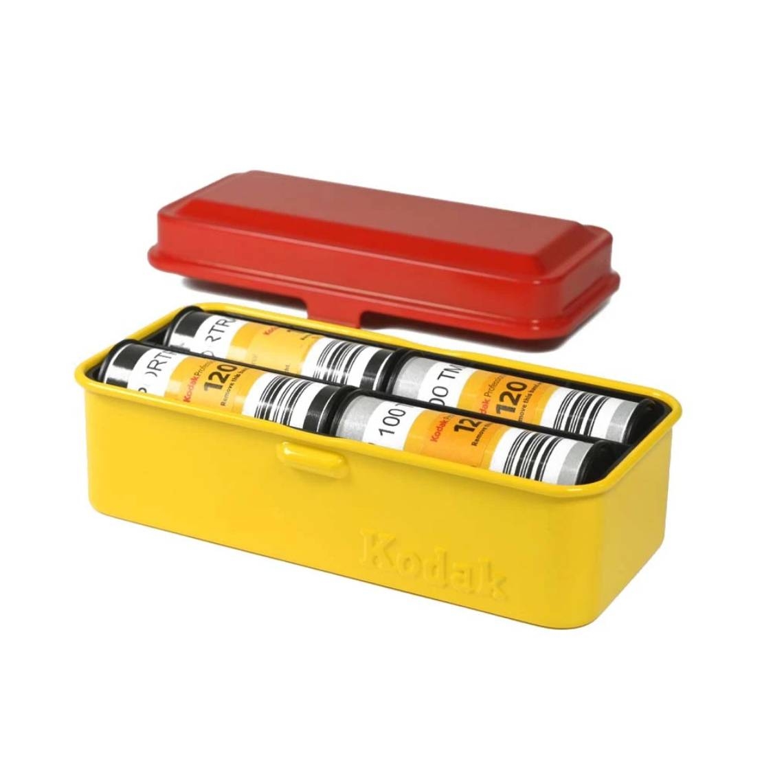 Kodak Steel Film Case for 120 & 35mm (Red Lid/Yellow Body)