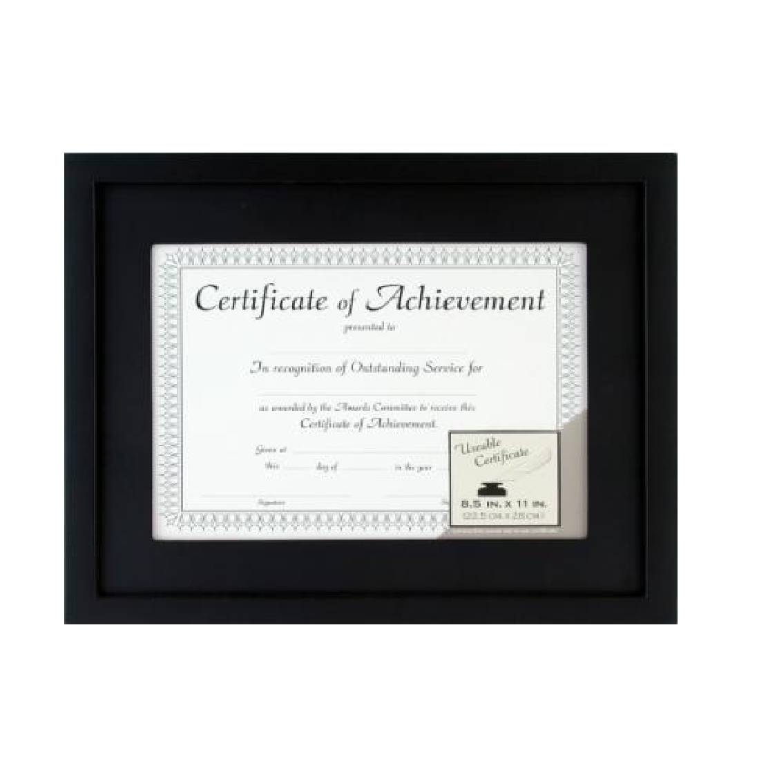 Cadres 11x14 Black w/ 8.5x11 Wood Mat Document Frame 