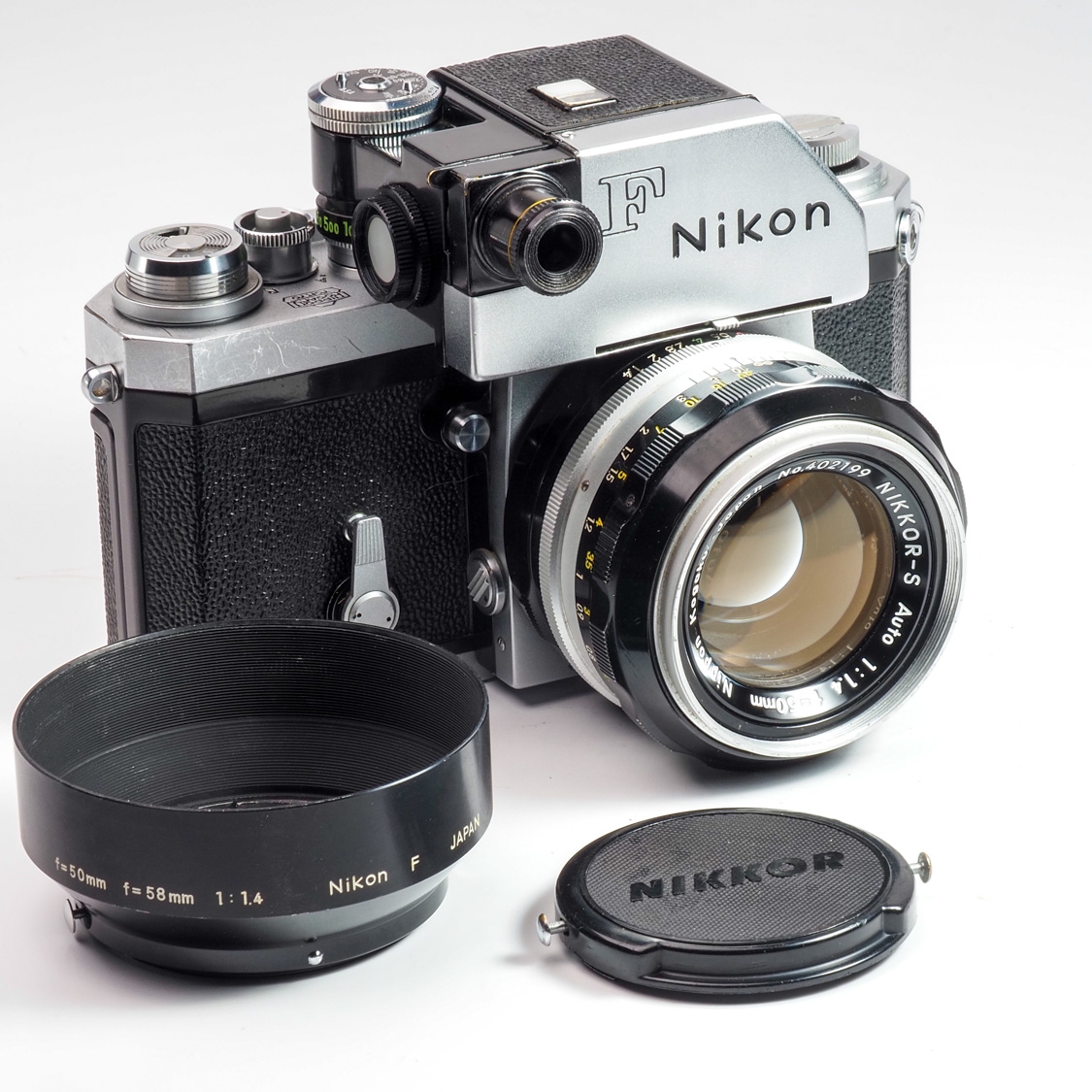 Nikon F 35mm SLR Camera w/ Photomic Prism, 50mm f1.4 Lens, & Original Packaging (CLA) (EX) Used