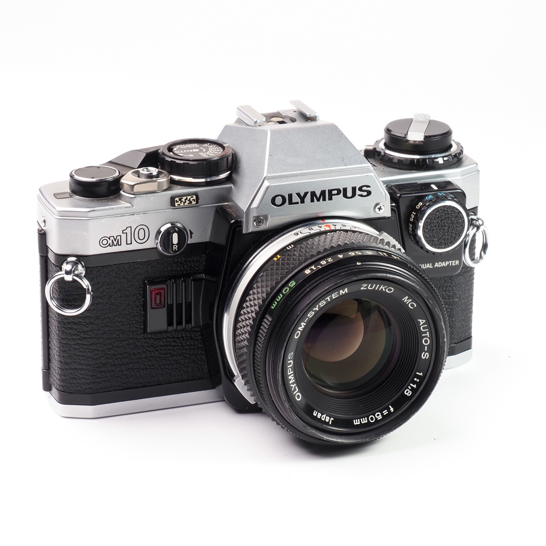 Olympus OM-10 35mm Film SLR Camera with 50mm f1.8 Lens & Manual Adapter (As-Is) Used