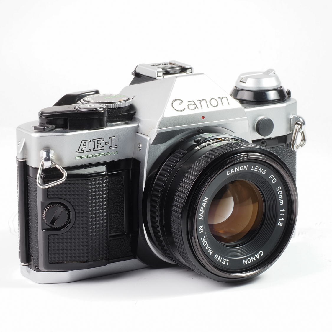 Canon AE-1 Program 35mm Film SLR Camera with 50mm F1.8 Lens (EX+ - CLA, New Seals) Used