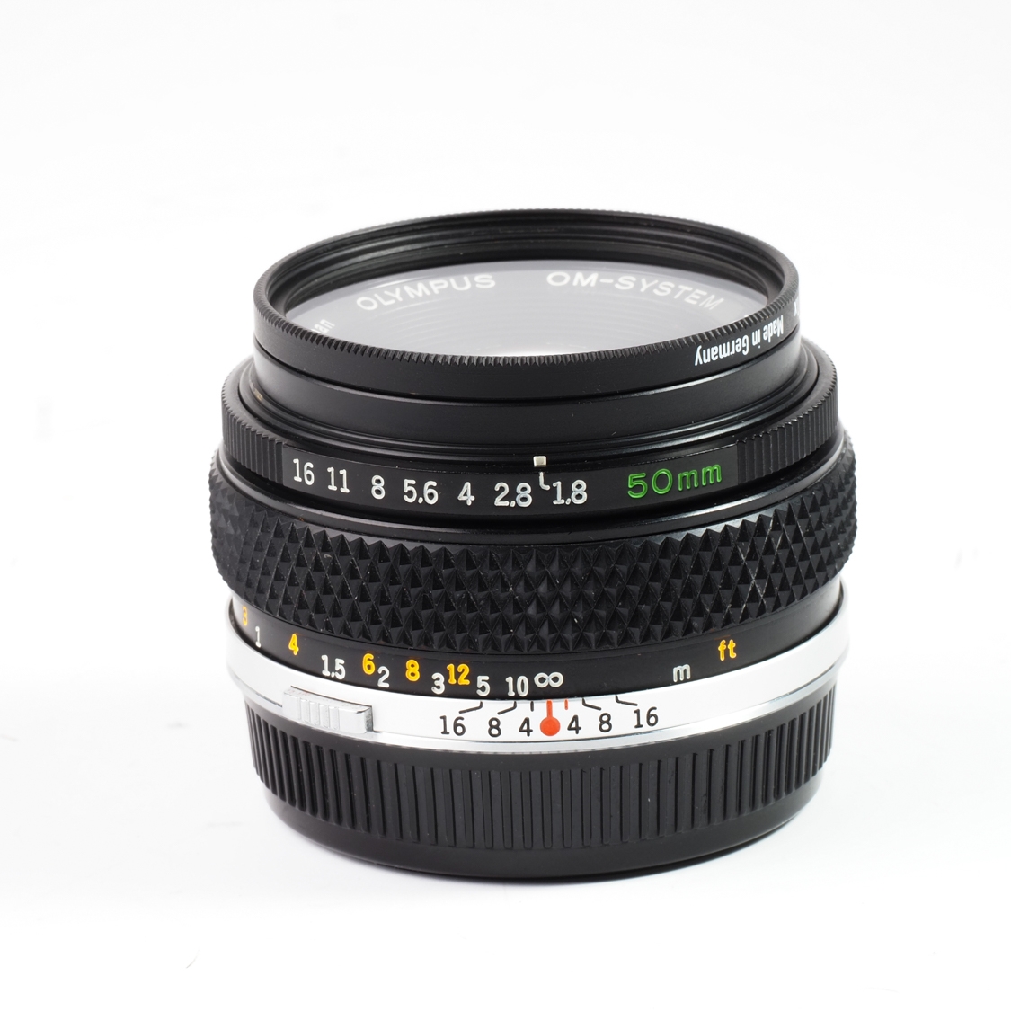 O/OM Olympus 50mm F1.8 (BGN)(filter rim damaged, but takes filters) Used