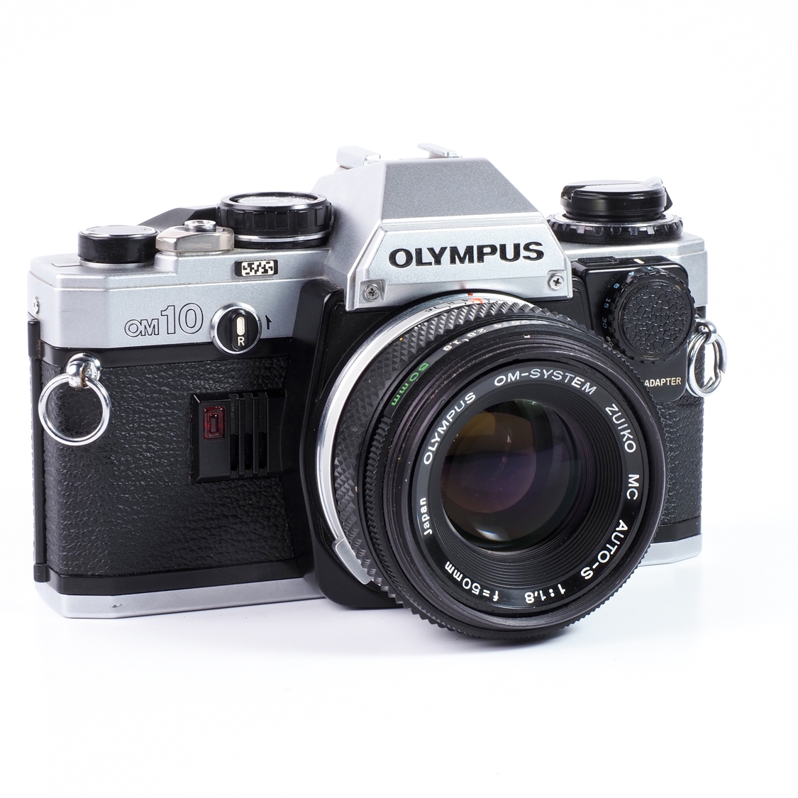 Olympus OM-10 35mm Film Camera with Manual Adapter & 50mm F1.8 Lens (BGN) Used