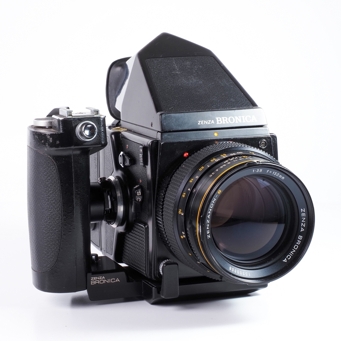 Bronica SQ-A Film Camera with 150mm F3.5 Lens, 120 Back, Prism, & Grip (BGN) Used