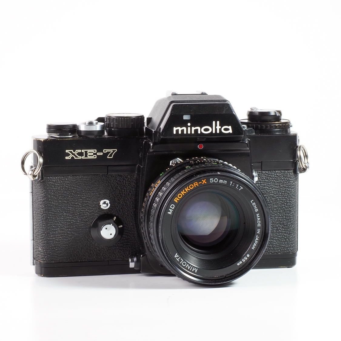 Minolta XE-7 + Rokkor-X 50mm F1.7 (B-BGN, L-AS-IS, Stiff Focus Ring) Used Film Camera