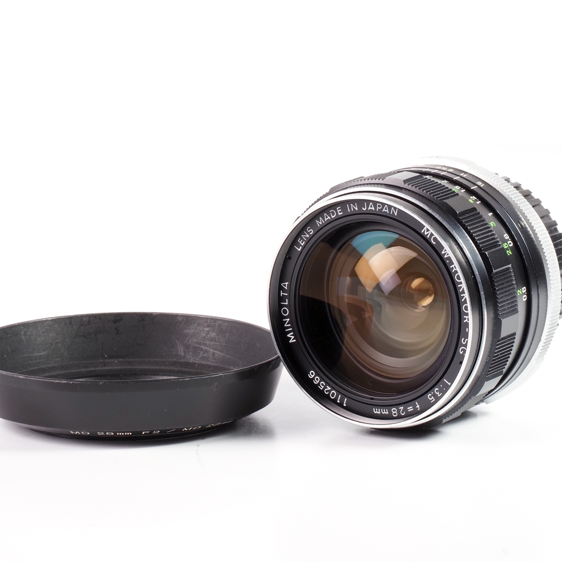 M/MD Minolta MC W.Rokkor-SG 28mm F3.5 + Hood (BGN) Used