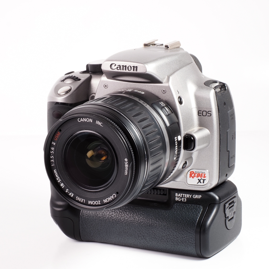 Canon EOS Rebel XT + 18-55mm F3.5-5.6 II + BG-E6 Grip (BGN) Used
