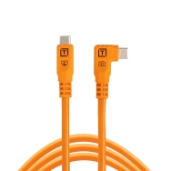 TetherPro Optima 10G USB-C, Straight to Right Angle Cable (Orange, 10-Foot)