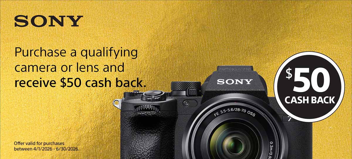 Get $50 cashback from Sony when you purchase a qualifying camera or lens