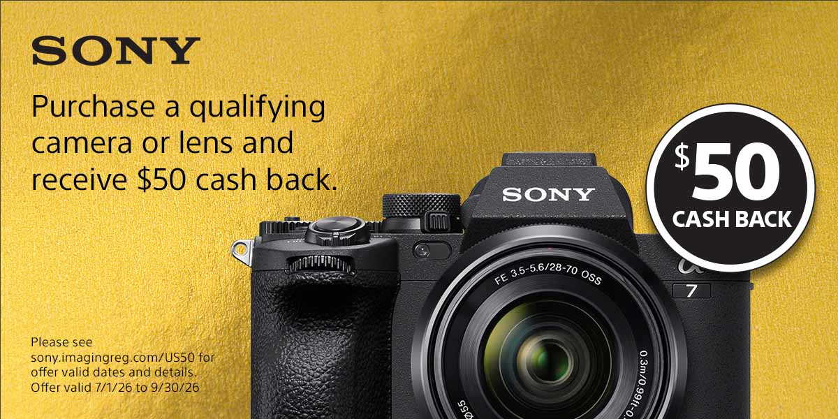Get $50 cashback from Sony when you purchase a qualifying camera or lens