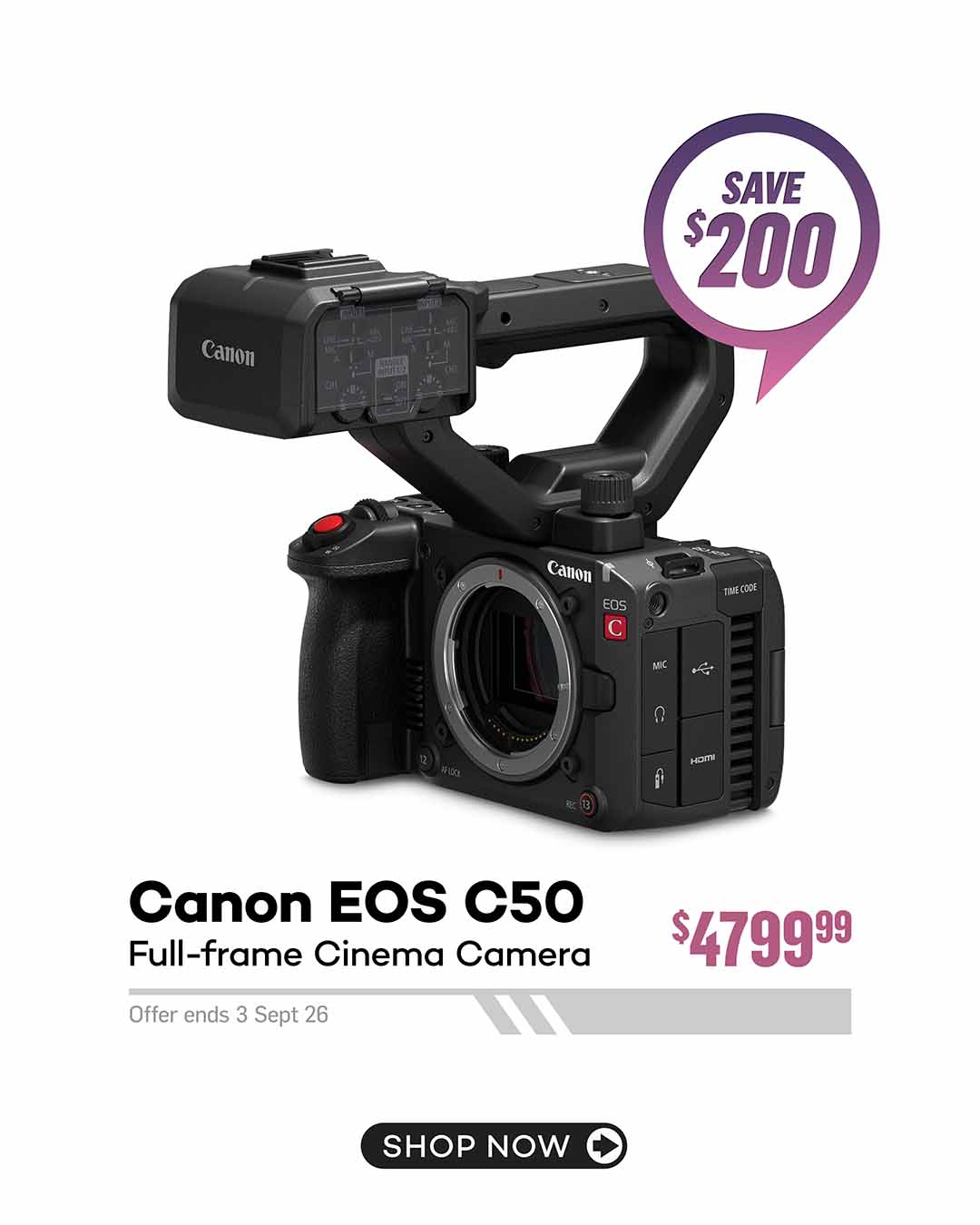 Canon EOS C50 Full-Frame Cinema Camera - On sale now for $4799.99