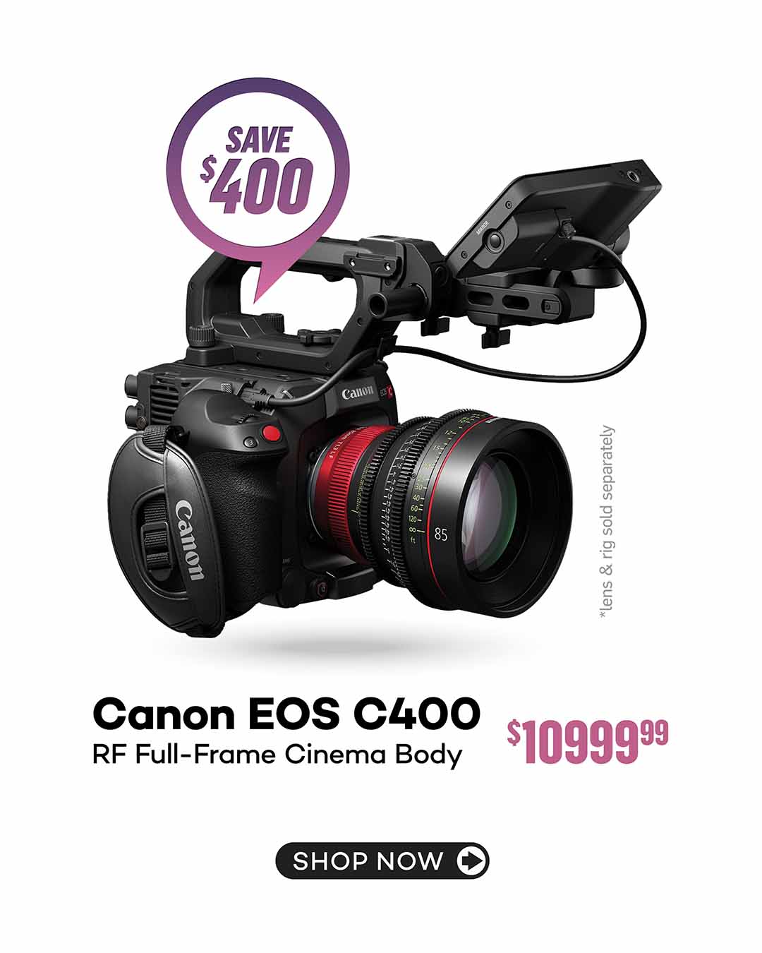 Canon EOS C400 RF Full-Frame Camera Body - Save $400