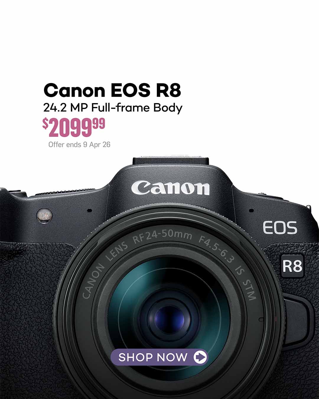 Canon EOS R8 Camera with 24-50mm STM Lens - Save $300