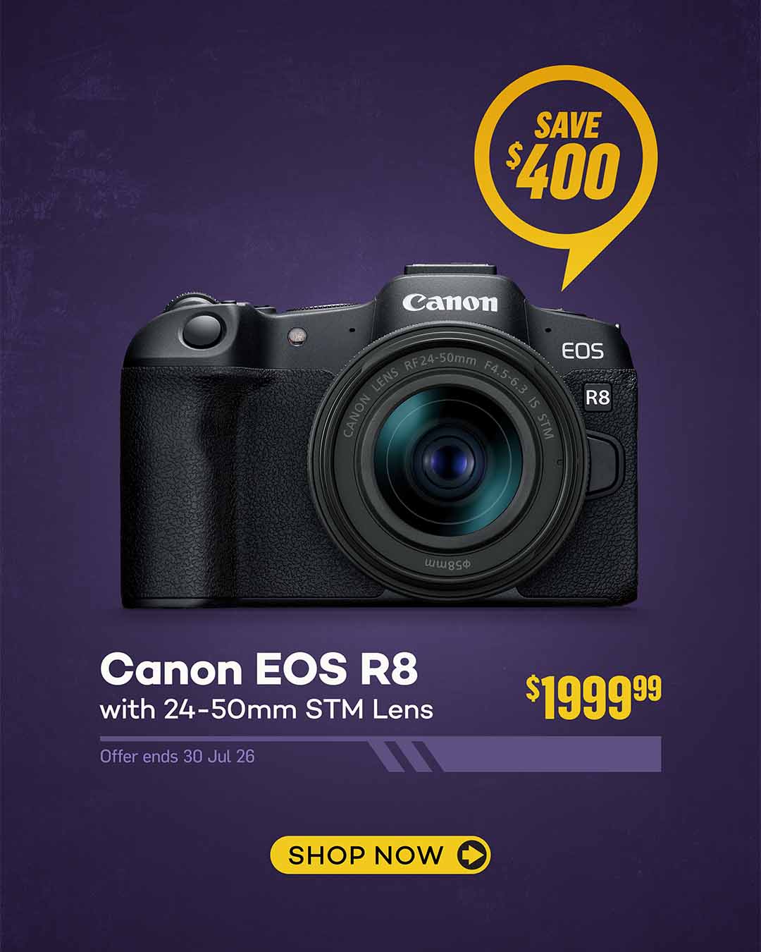 Canon EOS R8 Camera with 24-50mm STM Lens