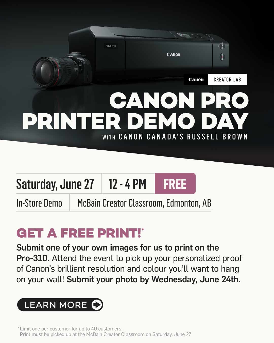 Canon Pro Printer Demo - Saturday, June 27