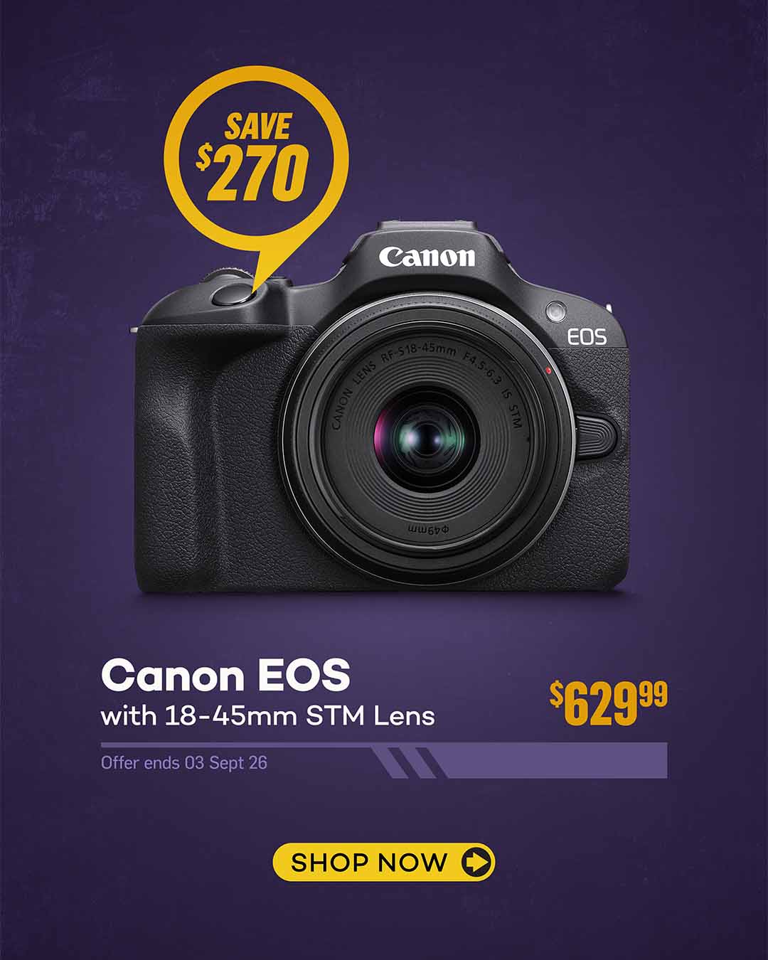 Canon EOS R100 Camera with 18-45mm STM Lens - SALE $629.99