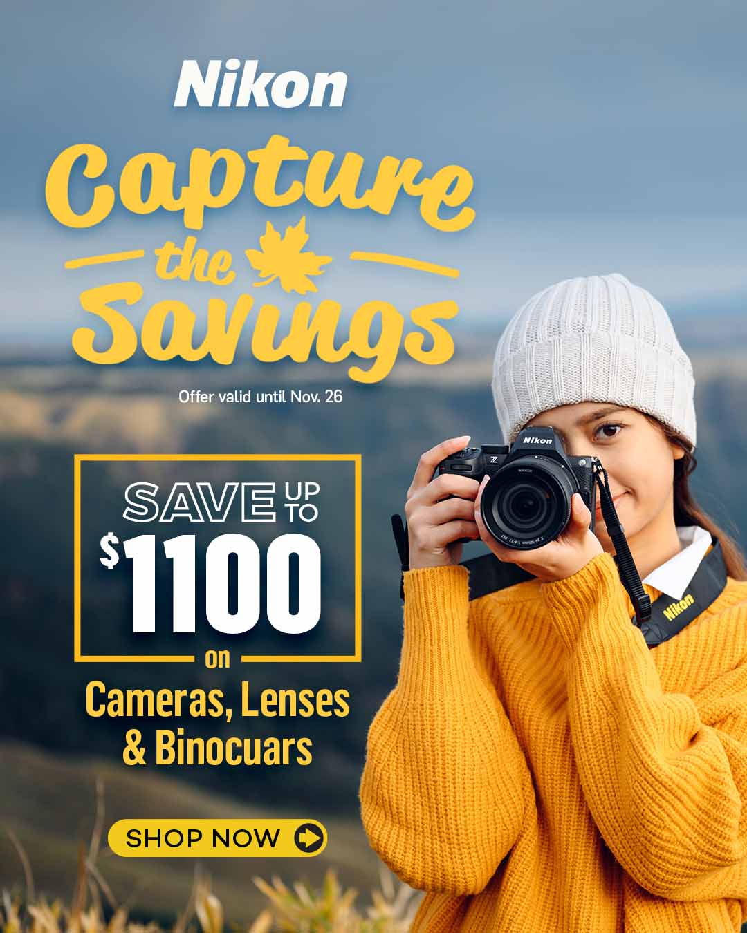 Get up to $1,100 off Nikon cameras, lenses, and binoculars right now at McBain!