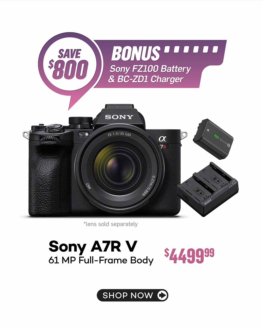 Sony A7R V Camera Body – Save $800!