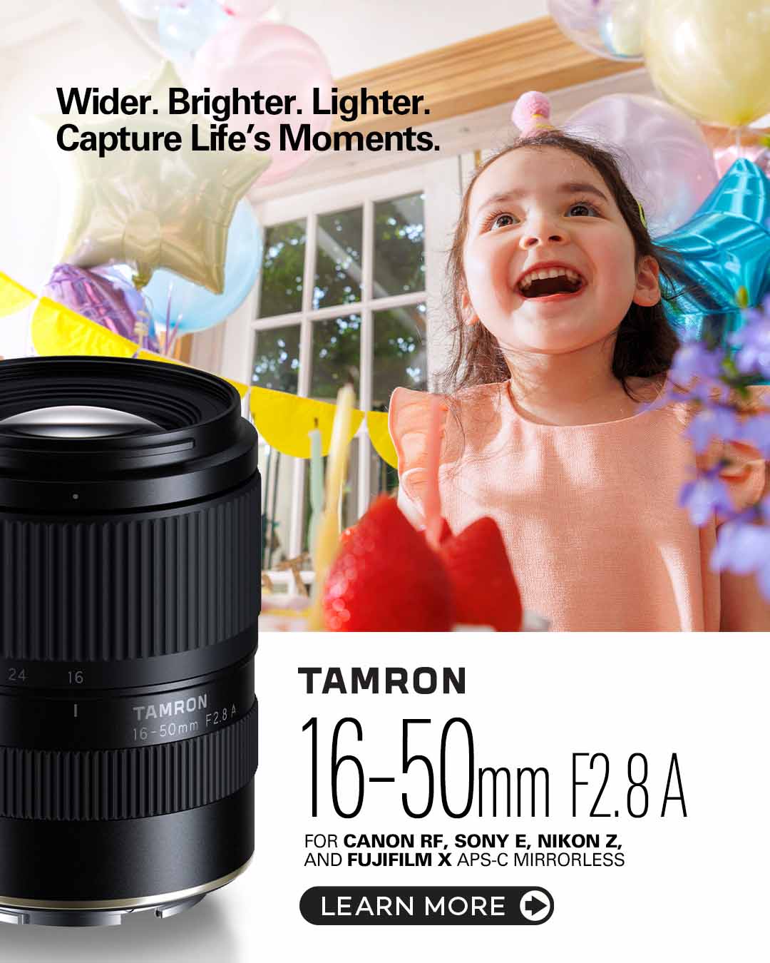 Tamron 16-50mm F2.8 A Lens for RF, Z, E and X Mount | Starting at $729.99
