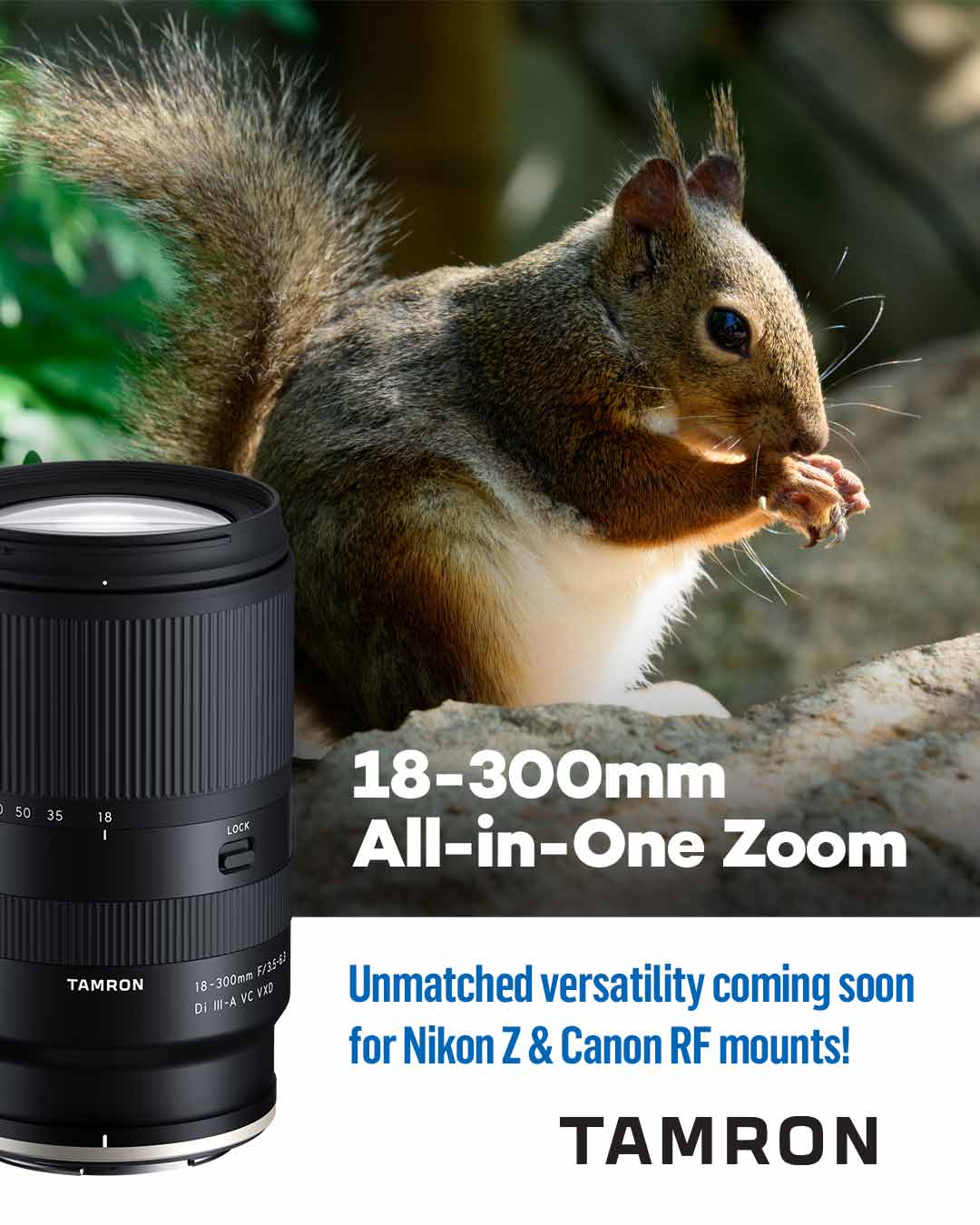 Tamron 18-300mm f3.5-6.3 Di III-A VC VXD Lens For Nikon F and Canon RF Mount